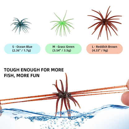 Sea Urchin Baits for Bass Fishing, 12-Piece Soft Creature-Style Dice Baits
