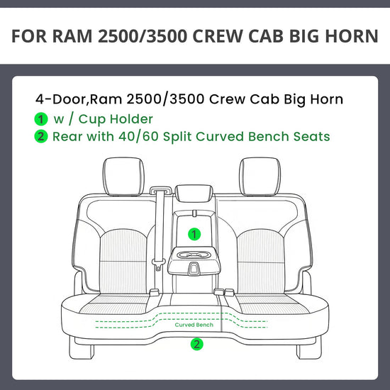 EKR Ram 2500 seat covers - Custom fit faux leather full set for Dodge Ram 2500/3500 2012-2026