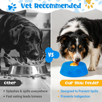 Slow Feeder Dog Bowl with Interactive Roll Ball, Anti-Slip Dog Lick Bowl