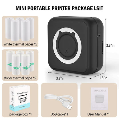 HUIJUTCHEN Mini sticker printer — Mini pocket printer for iPhone with thermal paper rolls