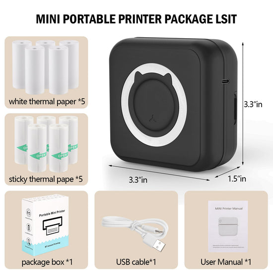HUIJUTCHEN Mini sticker printer — Mini pocket printer for iPhone with thermal paper rolls
