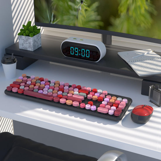 UBOTIE keyboard and mouse set — colorful design with flexible keys and optical mouse