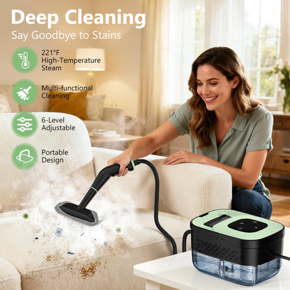 Steam cleaner — Portable handheld steamer with 16 accessories and 6 adjustable levels