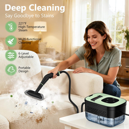 Steam cleaner — Portable handheld steamer with 16 accessories and 6 adjustable levels