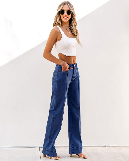 Luvamia wide leg jeans - trendy high waist straight leg baggy denim pants