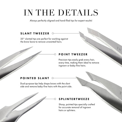 Tweezerman slant tweezer - stainless steel design