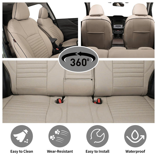 EKR Legacy seat covers - Custom fit for Subaru Legacy 2015-2019, faux leather set in beige