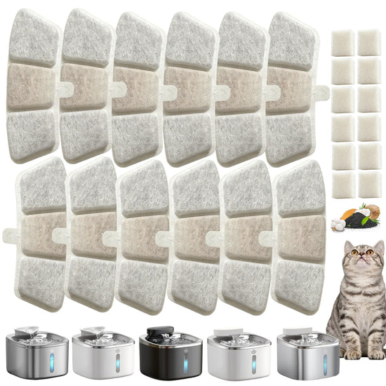 Cat Fountain Filter Replacement Compatible with Oneisall PW04 3.5L Wireless Cat Water Fountain,Removes Impurities, Easy Install, 12 Count
