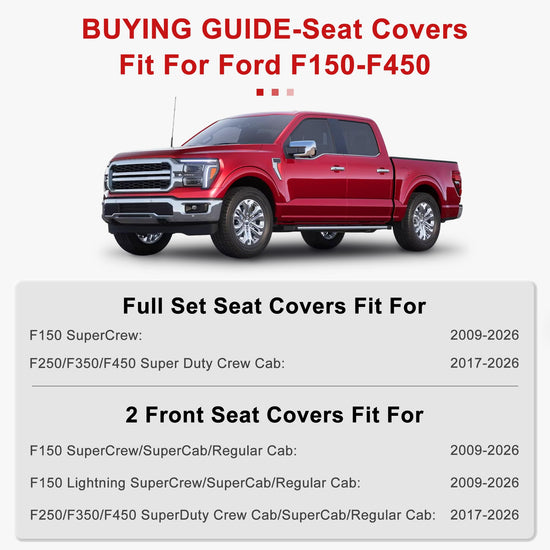 Vehicle seat cover — Custom fit waterproof leather for Ford F150 2009-2026