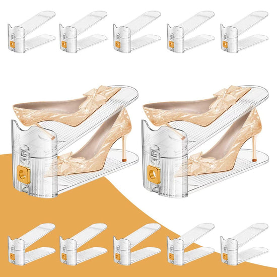 FENRUNXU shoe slots organizer - 12 pack transparent shoe stacker for closet storage