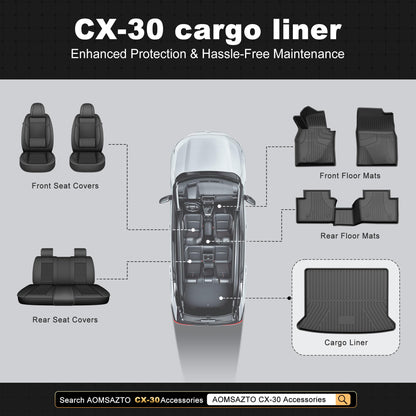 AOMSAZTO cargo liner - Custom fit all-weather trunk mat for Mazda CX-30 2019-2026.