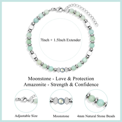 JoycuFF bracelet — Moonsone amazonite and jasper beads design for women