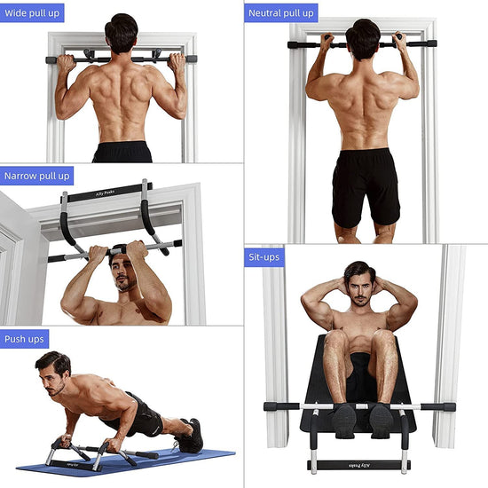 Upgrade Pull Up Bar for Doorway — Max capacity 330 lbs portable workout bar for strength training.