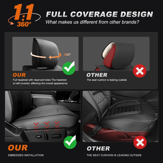 AOMSAZTO vehicle seat cover - custom fit leather for Dodge RAM 1500 2019-2026 black full set