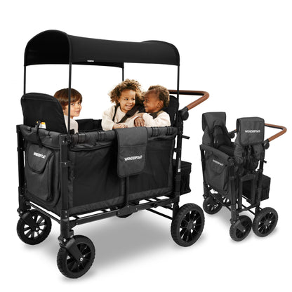 Wonderfold W4 Luxe stroller — collapsible wagon with 4 seats and sun canopy