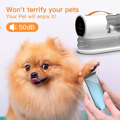 AIRROBO dog grooming vacuum with 7 grooming tools and 12000Pa suction power.