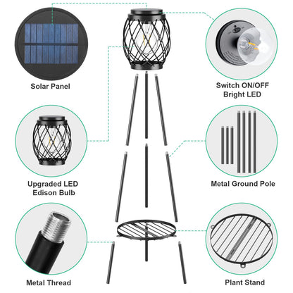 MXwcy solar lamps with plant stands 2 pack