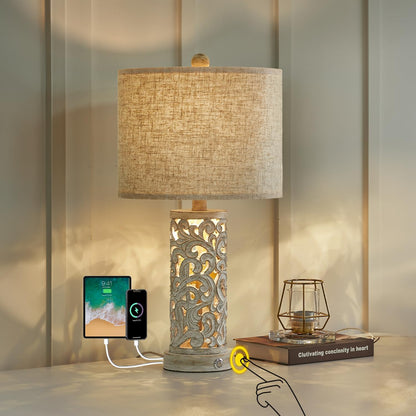 OYEARS lamp set - 3-way dimmable touch control rustic design for home and office