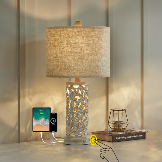 OYEARS lamp set - 3-way dimmable touch control rustic design for home and office