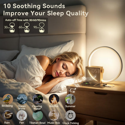 Vivilumens sunrise alarm clock — wake-up light with white noise and dimmable lamp