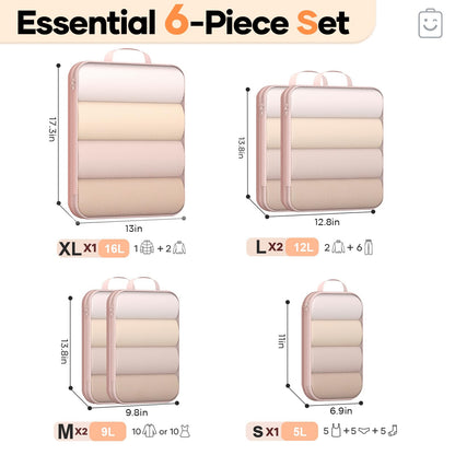 Storage bag — set of compression packing cubes for travel essentials