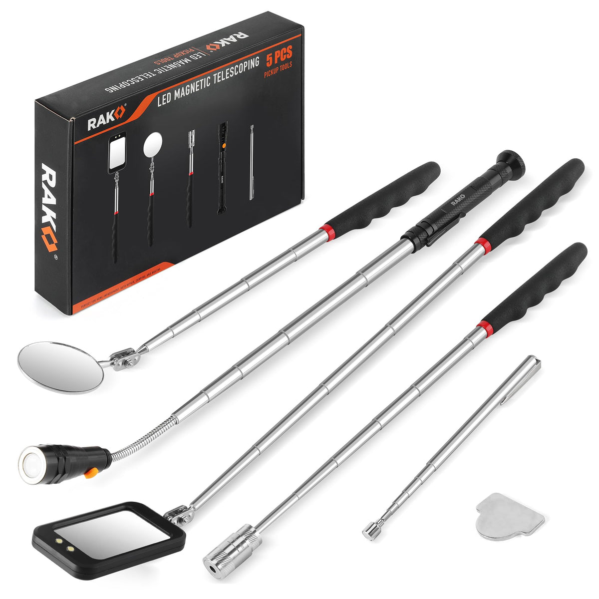 RAK magnetic pickup tool set - versatile inspection and retrieval tools for men