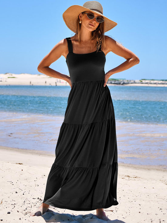 Dress — Sleeveless tiered maxi with pockets by ANRABESS