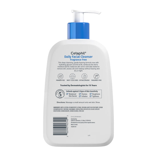 Cetaphil face wash — gentle foaming cleanser for sensitive skin, 16 oz