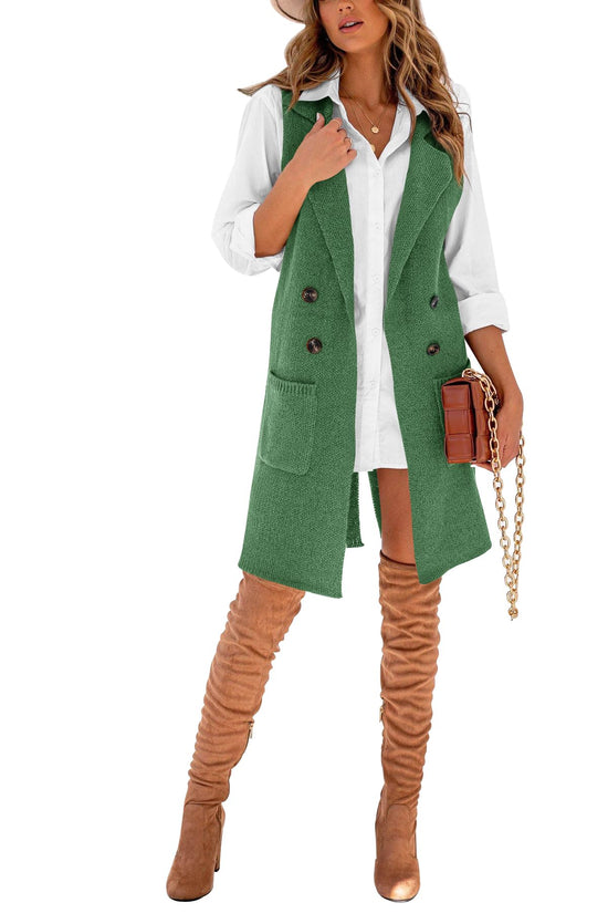 Danedvi cardigan vest with lapel collar and button down design