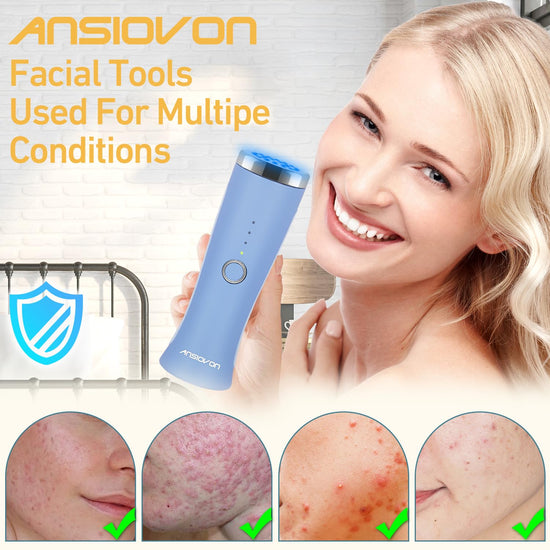 Microcurrent facial machine — ANSIOVON blue light therapy for acne treatment
