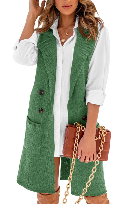 Danedvi cardigan vest with lapel collar and button down design