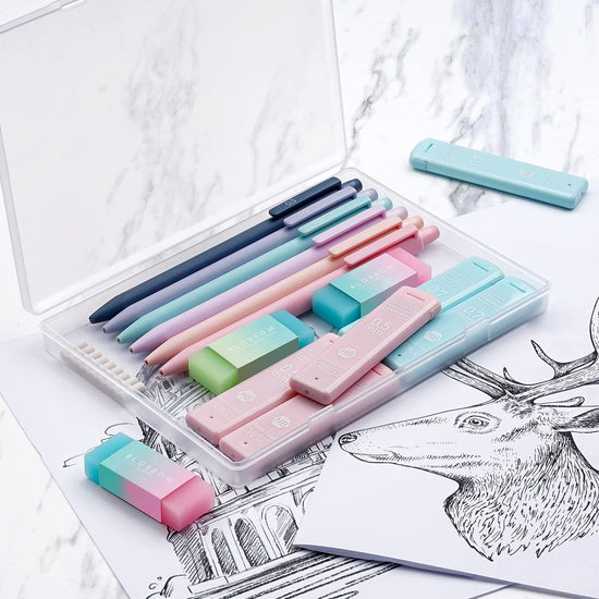 Writing instrument — Cute mechanical pencil set with pastel colors and accessories