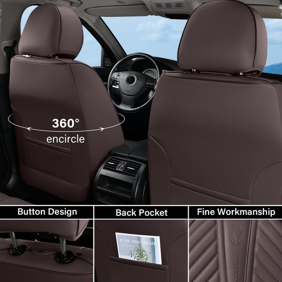 Coverado vehicle seat cover — Faux leather waterproof design with lumbar support