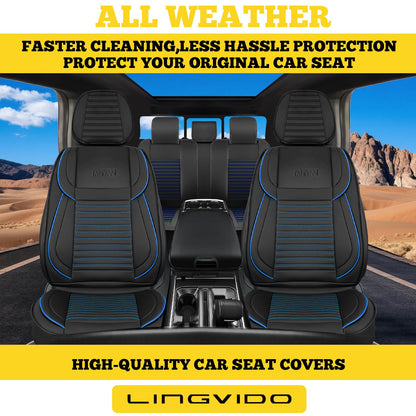 LINGVIDO vehicle seat cover — Faux Nappa leather and waterproof design for 5 seats