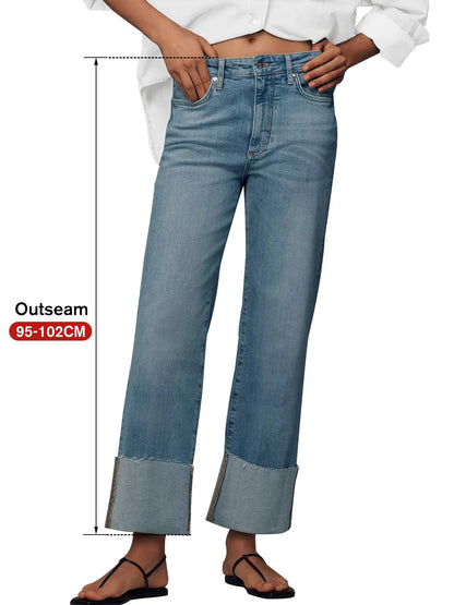 KUNMI pants — Wide leg high waist stretchy denim for women