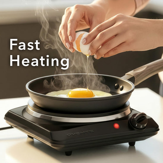 OVENTE countertop burner — 1000W single burner with cast iron hot plate and stainless steel base