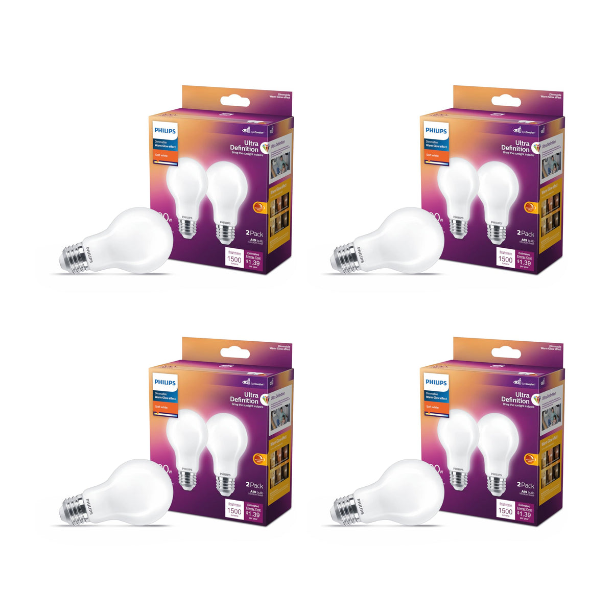 Philips LED A19 dimmable flicker free light bulbs