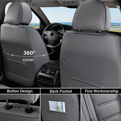 Coverado car seat covers - waterproof leather seat protectors in gray