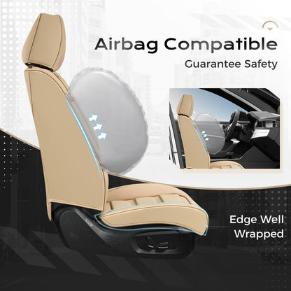 Coverado vehicle seat cover — waterproof leather in beige for most cars