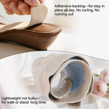 4 Count Pigskin Sandal Inserts for Women Shock Absorb,Self-Adhesive High Heel Inserts Anti Slip, Shoe Cushioning Insoles for Pain Relief, Leather Barefoot Inserts Sockless Insoles for All Shoes, M