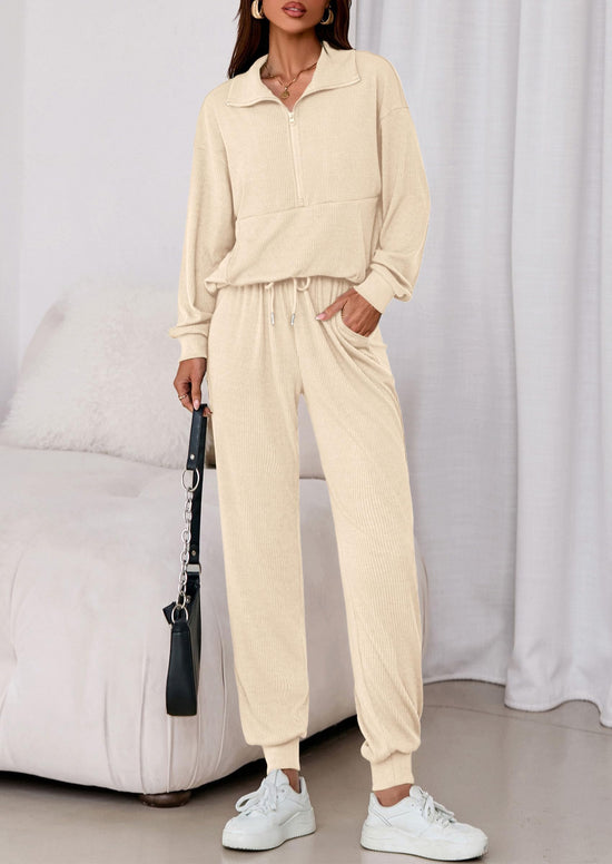 PRETTYGARDEN women's zip up sweatshirt and jogger pants track suit