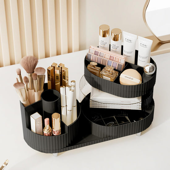 Caddy — Large spinning makeup and skincare organizer with brush holder