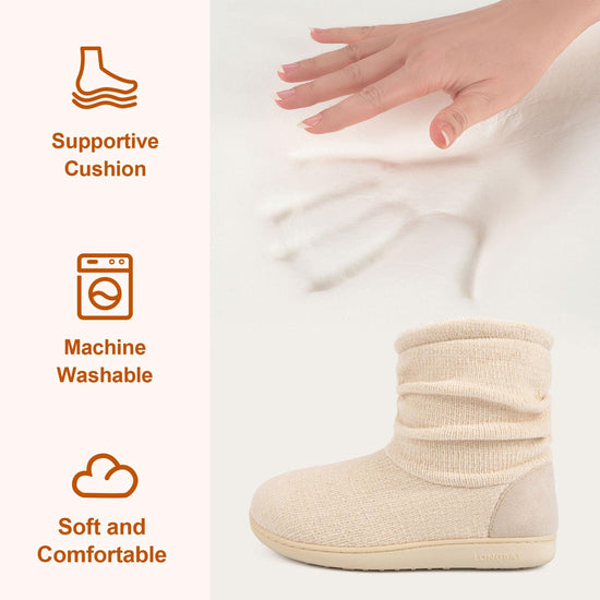 LongBay women's winter slipper boots — warm chenille knit with memory foam
