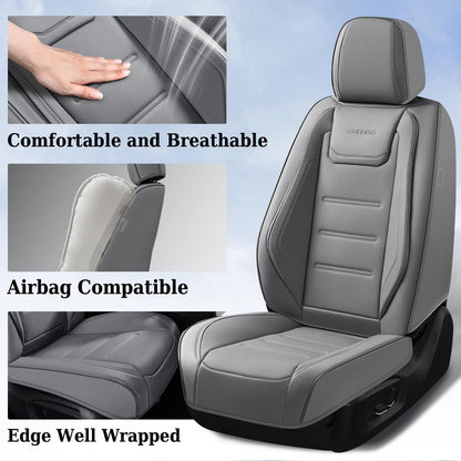 Coverado car seat covers - waterproof leather seat protectors in gray