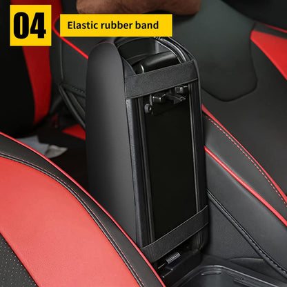 AOMSAZTO leather armrest cushion - Black with red stitches for Hyundai Sonata 2015-2019