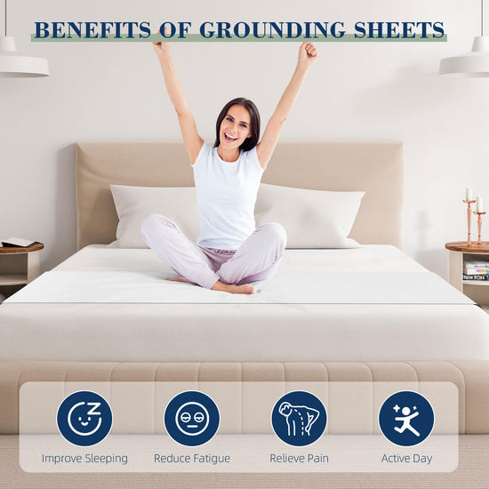 Grounding Sheet for All Mattress Sizes, with grounding Cord and Test Pen (Eggshell, 105 * 23inch)