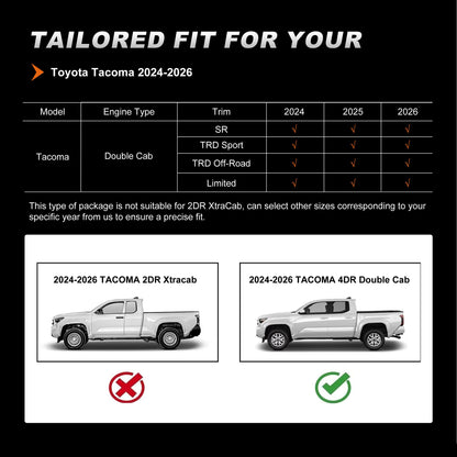 AOMSAZTO seat covers - Faux leather custom fit for Toyota Tacoma 2024-2026 double cab 5 seats burgundy