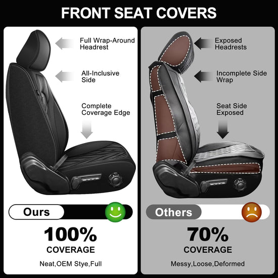 AOMSAZTO vehicle seat cover - leather fit for Jeep Gladiator 2020-2025 black breather