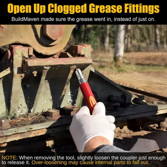 BuildMaven Grease Fitting Cleaning Tool -Grease Zerk Cleaner, Zerk Fitting Cleaning Tool, Remove Old Dried Grease from Fittings, Pins, Shafts, Bushings, and Joints （Red）