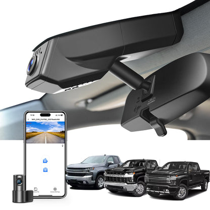 Mangoal dash cam with 4K front and 1080P rear for Chevy Silverado 2019-2023 model B